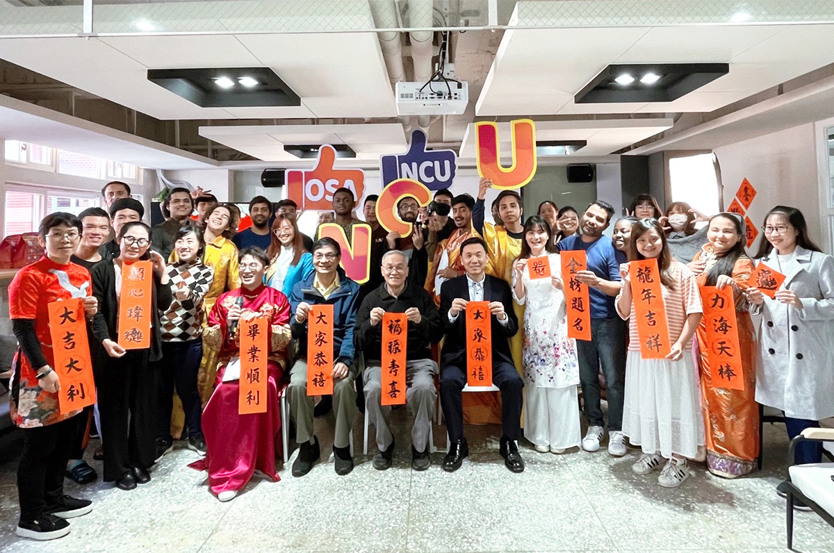 International Students at NCU Experience Taiwanese Lunar New Year Culture through Writing Spring Couplets in Calligraphy